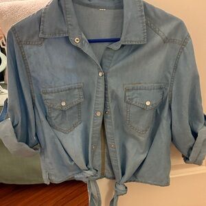 Sky Blue Cotton Blend Shirt